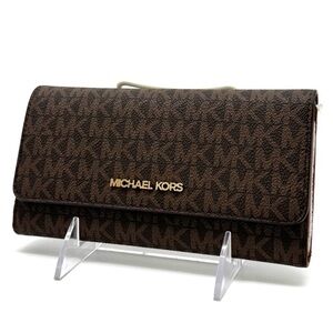 Michael Kors Large Trifold Wallet Brown Signature